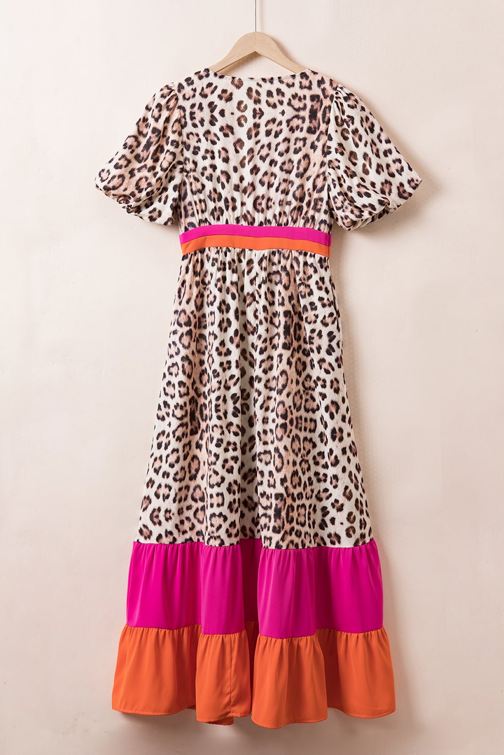 Full Size Leopard V - Neck Half Sleeve Maxi Dress - Cowtown Bling N Things