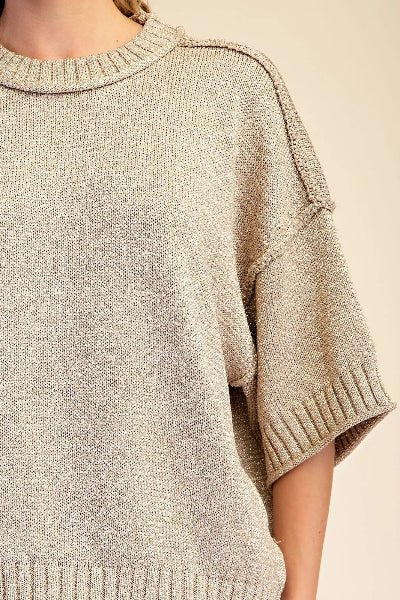 Glam | Lurex Metallic Crew Neck Sweater - Cowtown Bling N Things