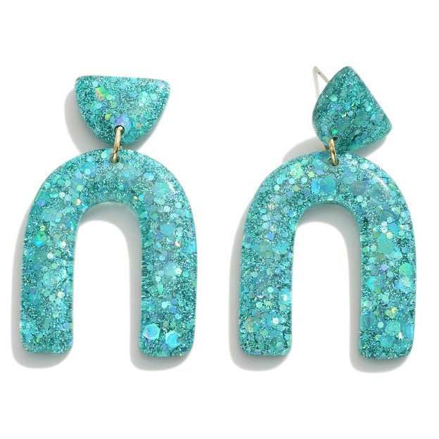 Glitter Arch Drop Earrings - Cowtown Bling N Things
