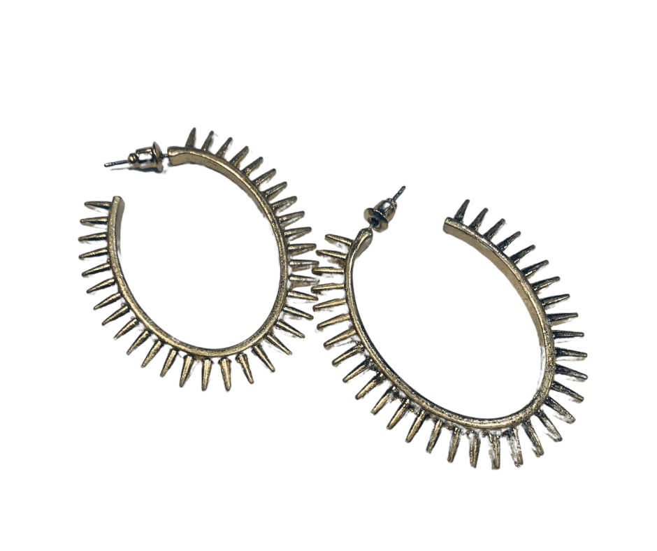 Gold Sunburst Hoop Earrings - Cowtown Bling N Things