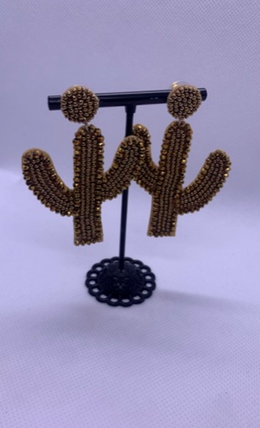 Gold Seed Bead Cactus - Cowtown Bling N Things