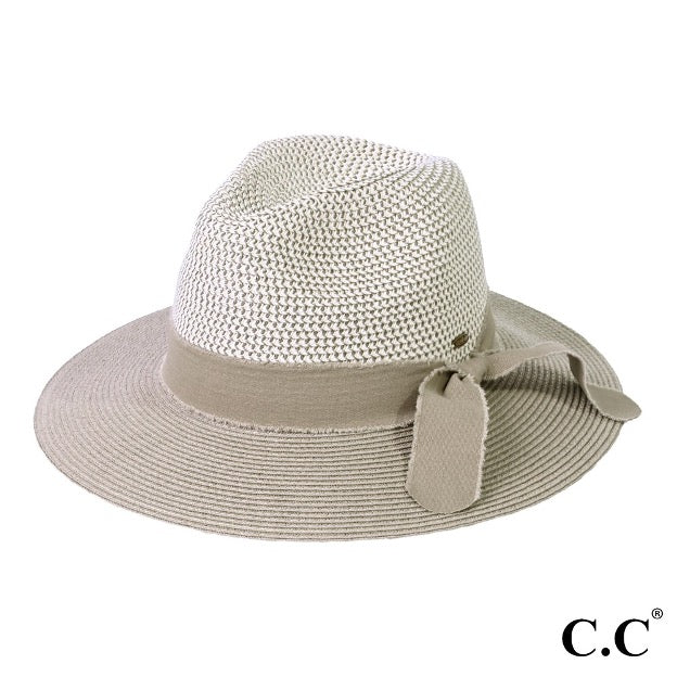 Panama Hat With Frayed Bow - Cowtown Bling N Things