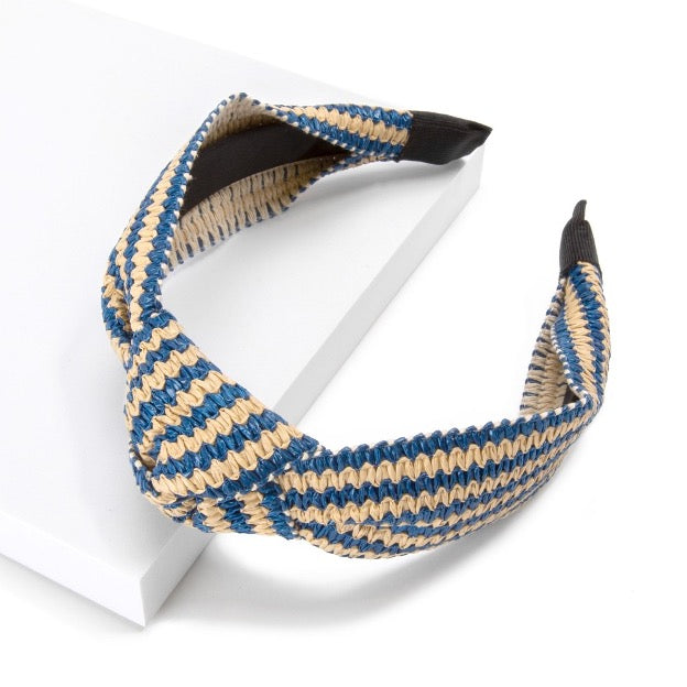 Striped Knotted Straw Headband. - Cowtown Bling N Things