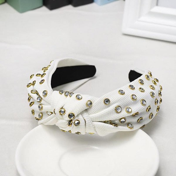 Rhinestone Studs Knotted Headband - Cowtown Bling N Things
