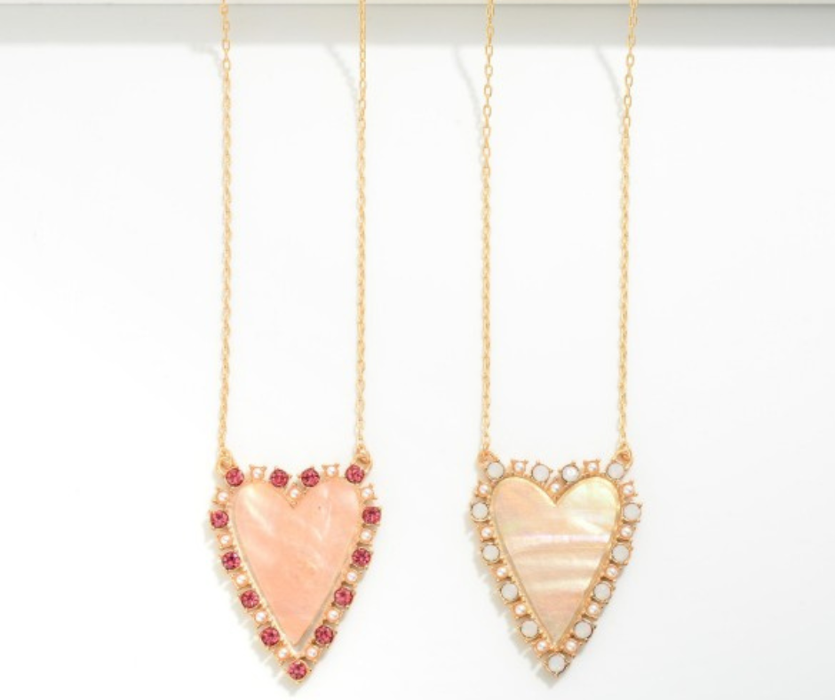 Mother of Pearl Heart Necklace - Cowtown Bling N Things