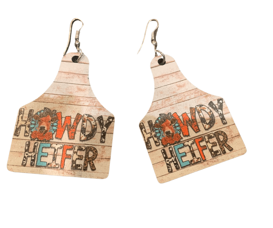 Howdy Heifer Earrings - Cowtown Bling N Things