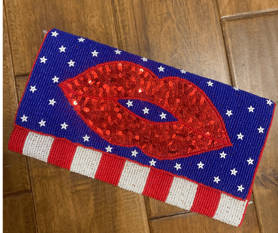 Red, White and Lip Bag - Cowtown Bling N Things