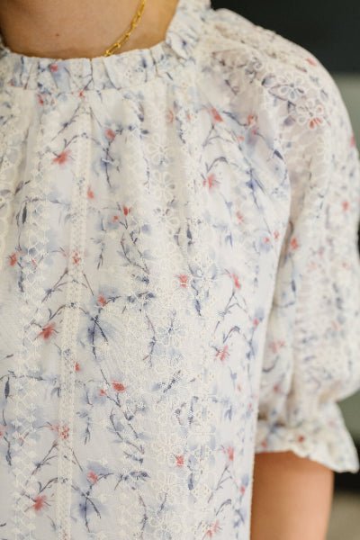 Lovelo – Sweet Ruffle Affair High Neck Blouse in Blue - Cowtown Bling N Things