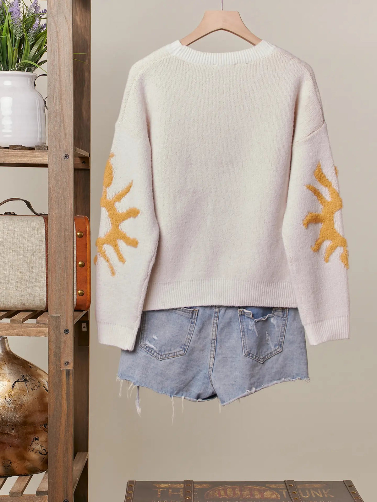 Mello Sun Patched Loose Fit Sweater - Cowtown Bling N Things