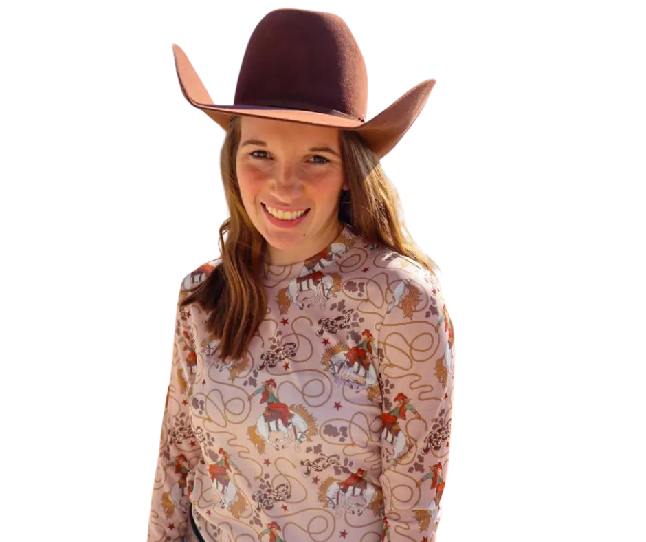 Rodeo Long Sleeve Mesh Top - Neutral - Cowtown Bling N Things