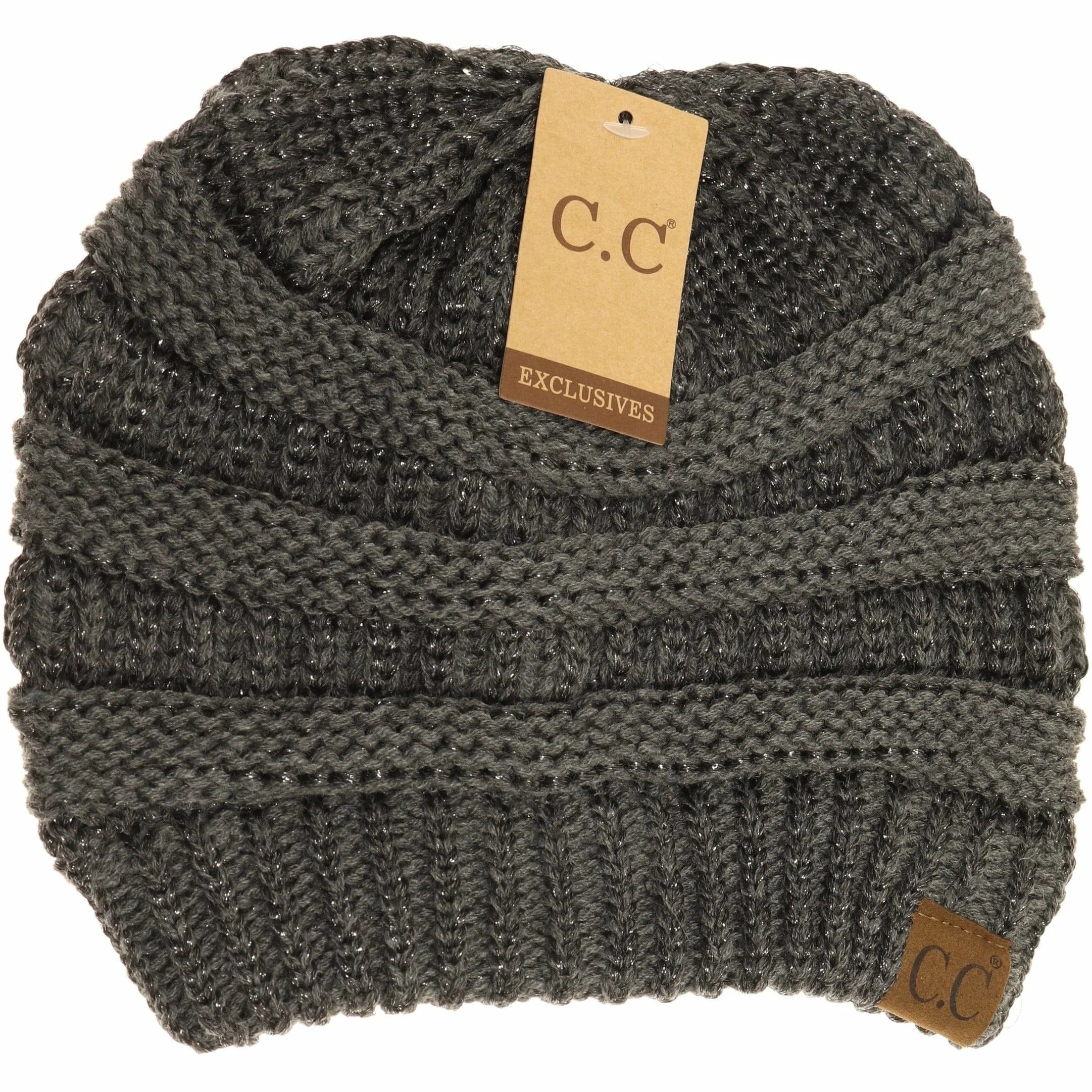 Knit CC Beanie with shimmering accents - Cowtown Bling N Things