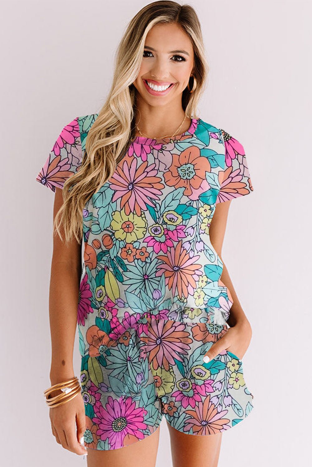Multicolor Floral Print Casual Halter Top - Cowtown Bling N Things