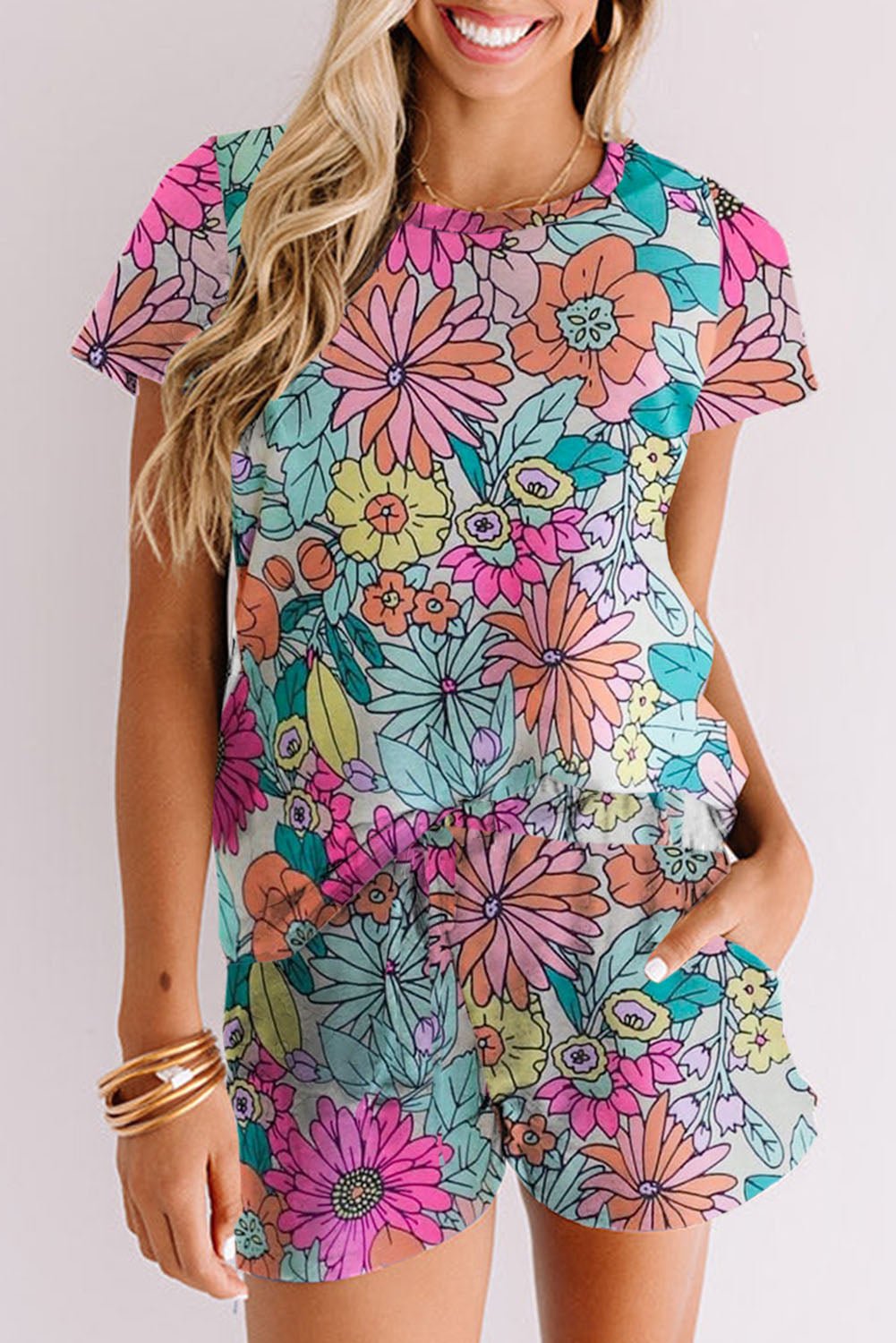 Multicolor Floral Print Casual Halter Top - Cowtown Bling N Things