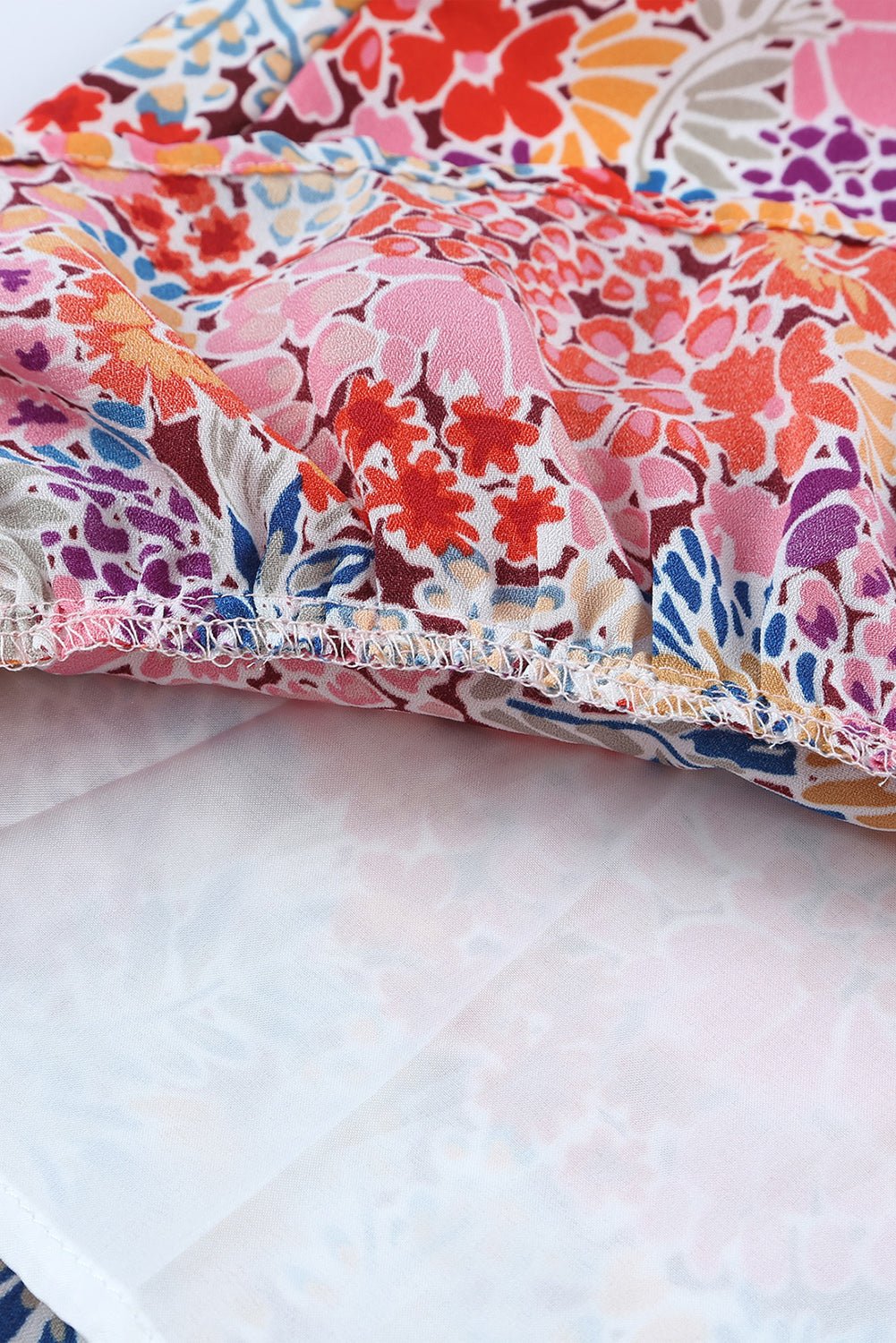 Multicolor Floral Print Smocked Cuffs Long Sleeve Blouse - Cowtown Bling N Things