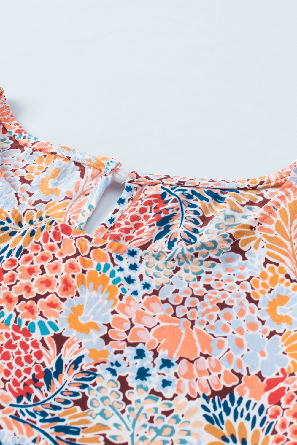 Multicolor Floral Print Smocked Cuffs Long Sleeve Blouse - Cowtown Bling N Things