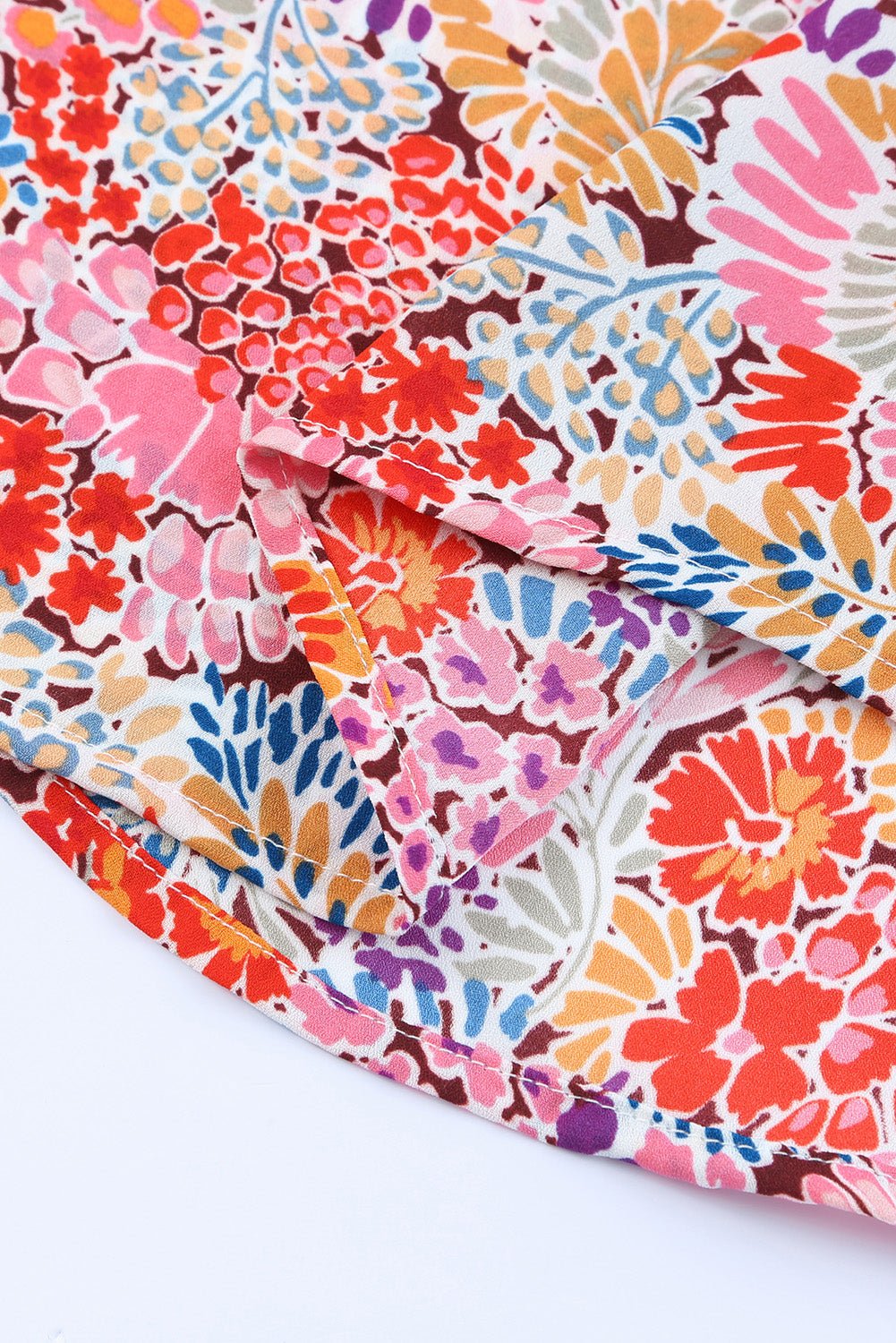 Multicolor Floral Print Smocked Cuffs Long Sleeve Blouse - Cowtown Bling N Things