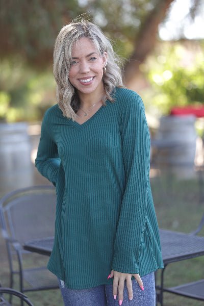 Now and Forever Subtly Striped Long Sleeve Top - Cowtown Bling N Things