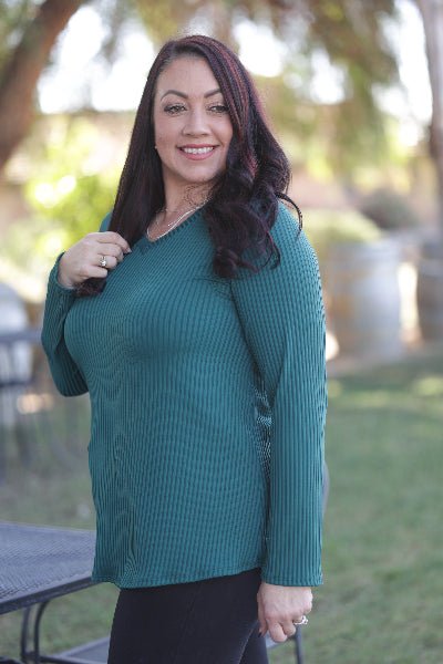 Now and Forever Subtly Striped Long Sleeve Top - Cowtown Bling N Things