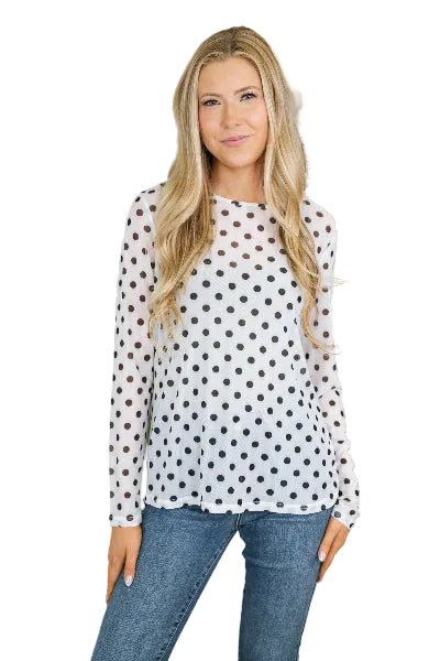 One Eleventh North Passively Poise Long Sleeve Top in Polka Dot - Cowtown Bling N Things