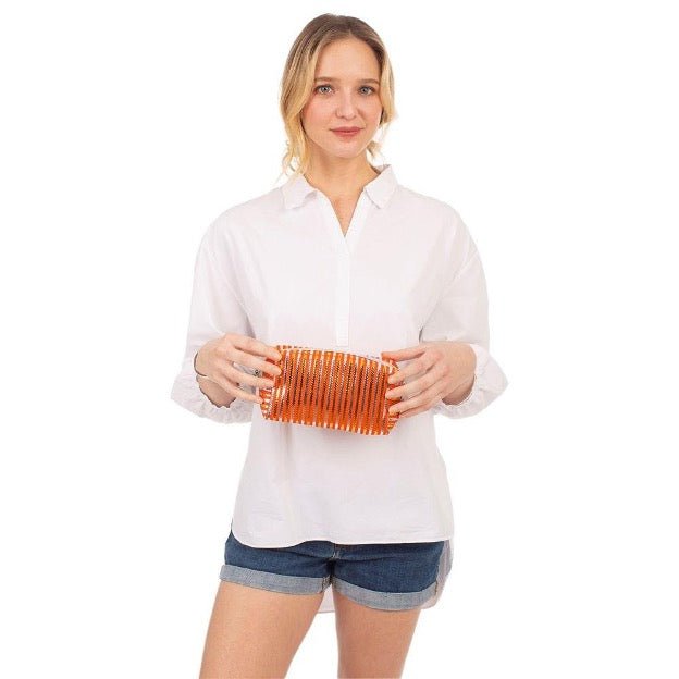 Orange Striped Pouch Bag. - Cowtown Bling N Things
