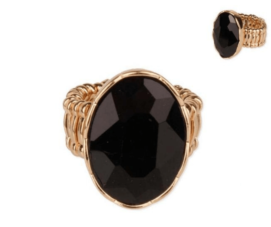 Oval Rhinestone Gem Stretch Ring - Cowtown Bling N Things