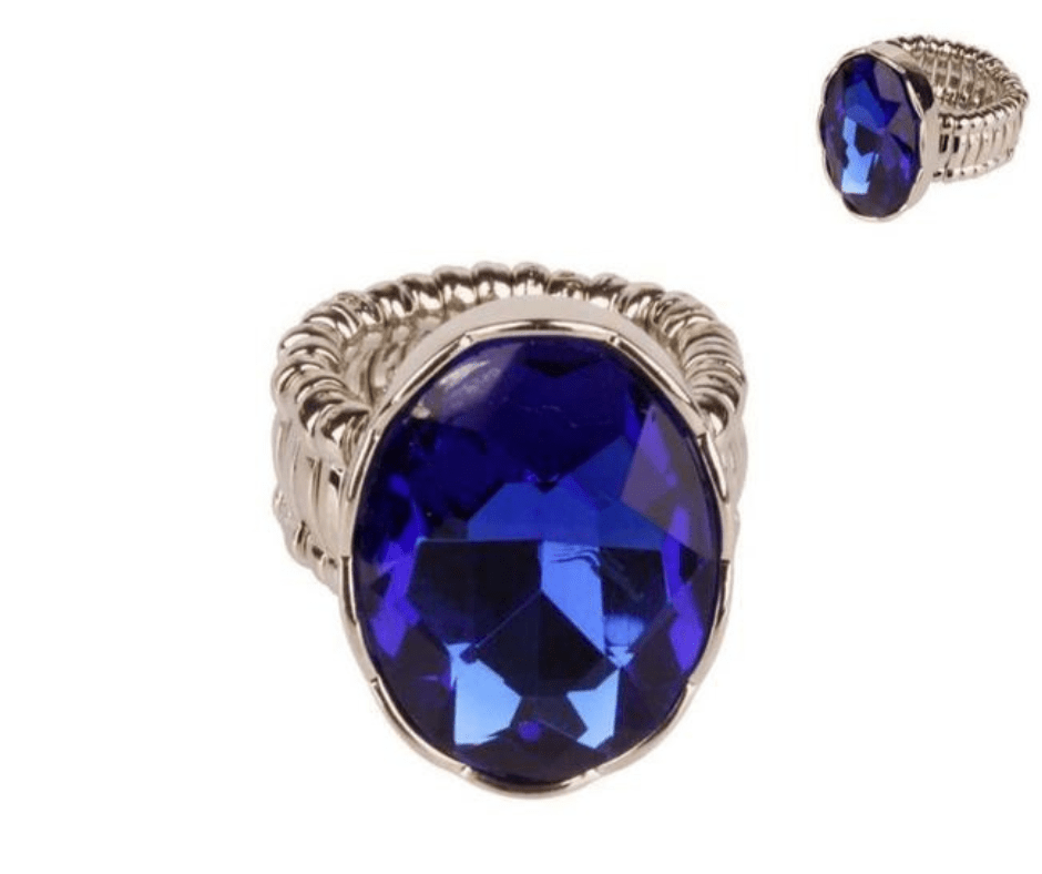 Oval Rhinestone Gem Stretch Ring - Cowtown Bling N Things