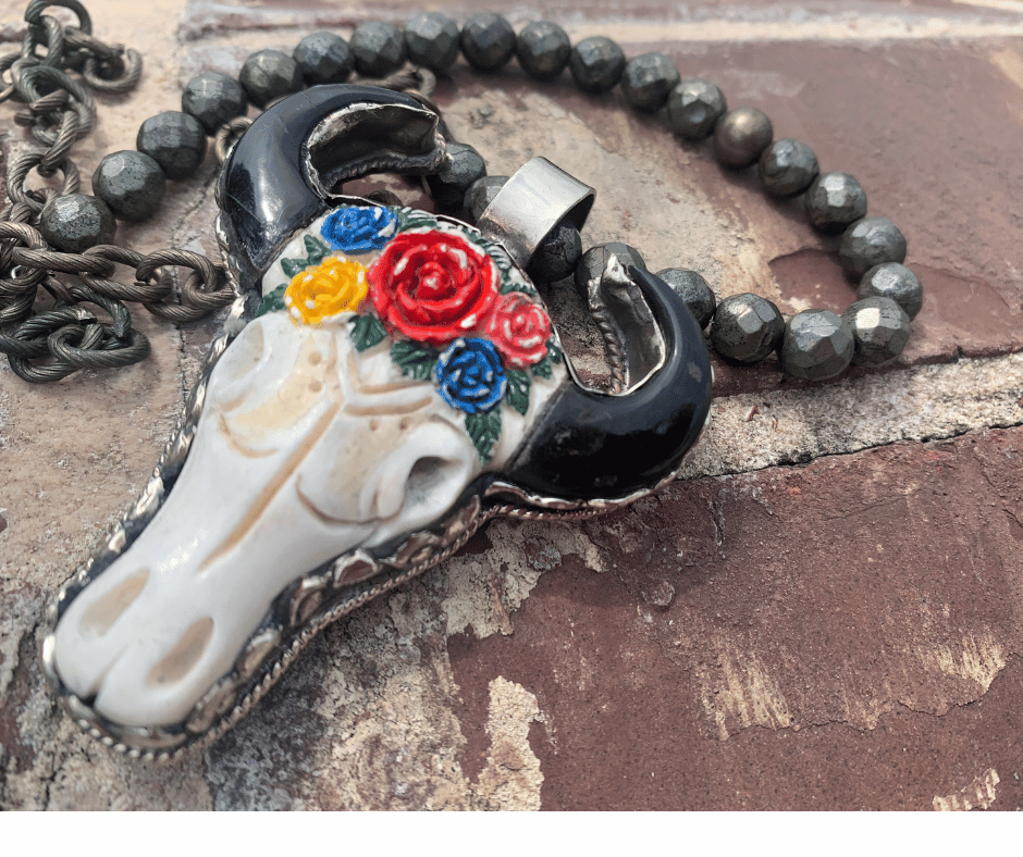 Tibetan Carved Bone Skull Necklace - Cowtown Bling N Things