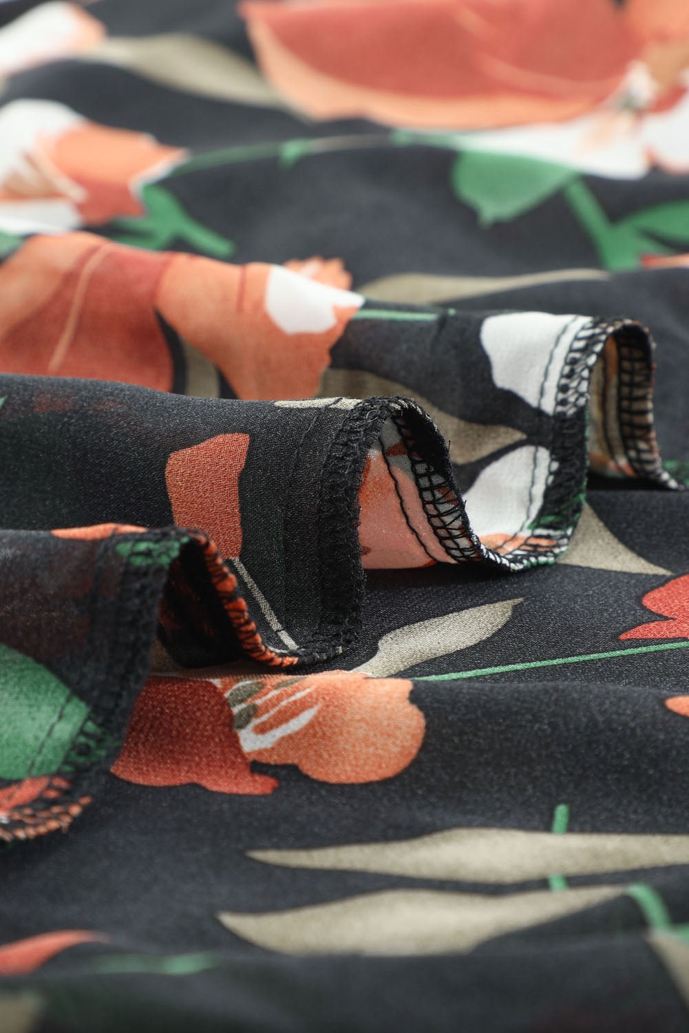 Pastel Red Floral Print Ruffle Trim Plunge Neckline Maxi Dress - Cowtown Bling N Things