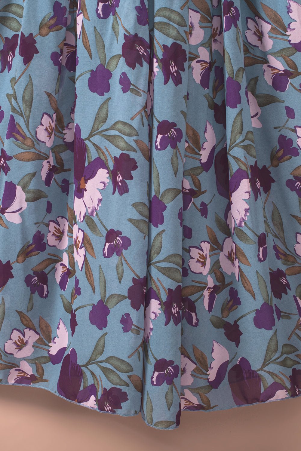 Pastel Red Floral Print Ruffle Trim Plunge Neckline Maxi Dress - Cowtown Bling N Things