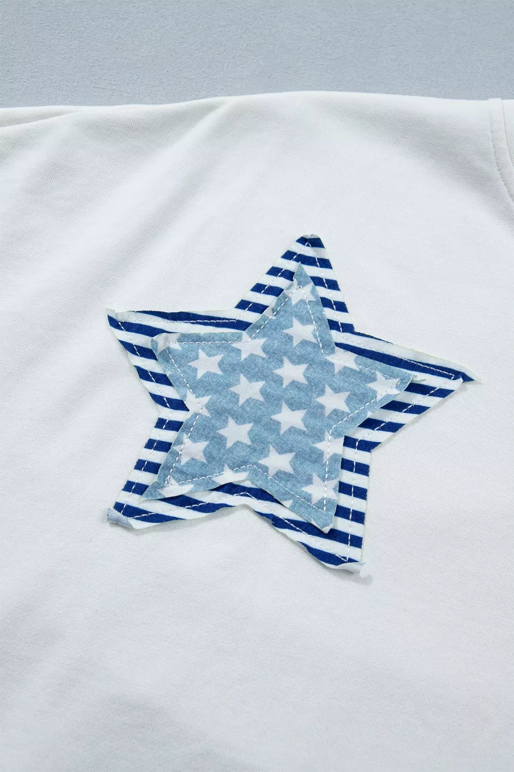 Patriot Star Patched Notched Neck Mineral Washed Tee - Cowtown Bling N Things