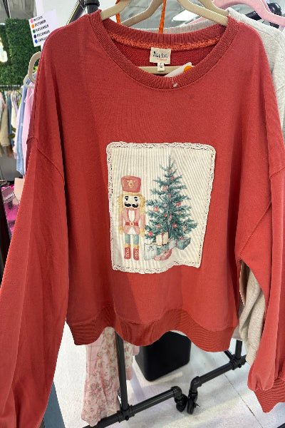 Peach Love Nutcracker & Tree Pullover - Cowtown Bling N Things