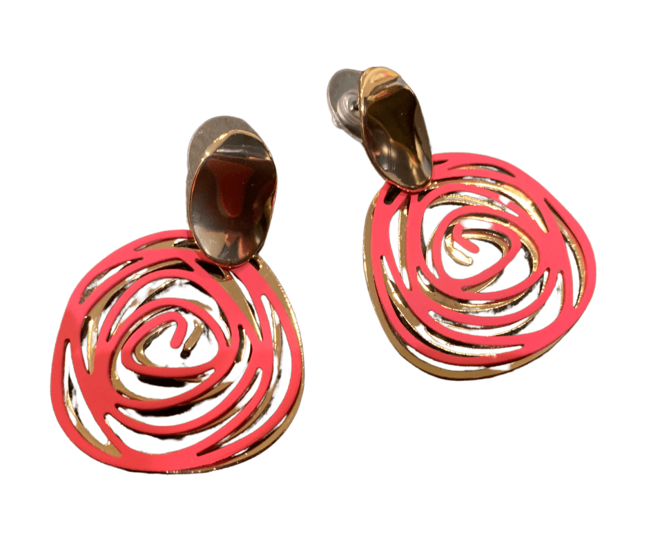 Pink and Gold Flower Earrings - Cowtown Bling N Things