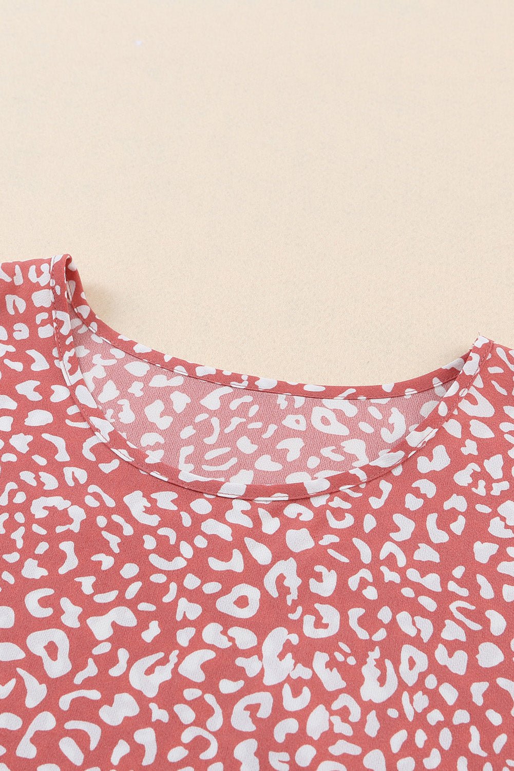 Pink Leopard Print Casual Flounce Sleeve Blouse b - Cowtown Bling N Things