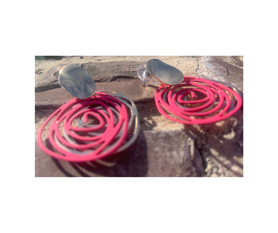 Pink and Gold Flower Earrings - Cowtown Bling N Things