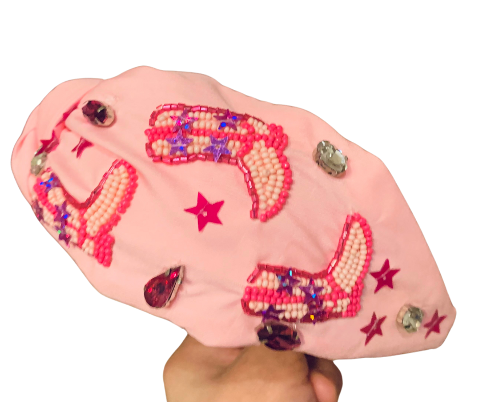 Pink Cowgirl Boot Headband - Cowtown Bling N Things