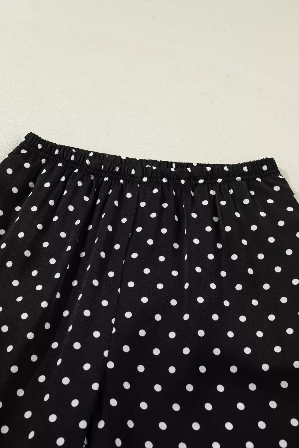 Polka Dot Print Elastic Waist Lace Hem Loose Pants - Cowtown Bling N Things