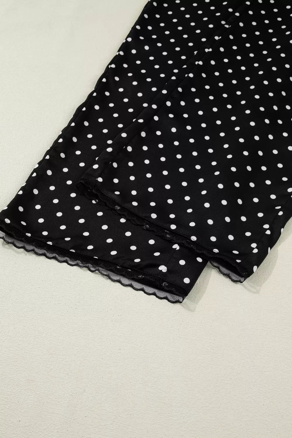 Polka Dot Print Elastic Waist Lace Hem Loose Pants - Cowtown Bling N Things
