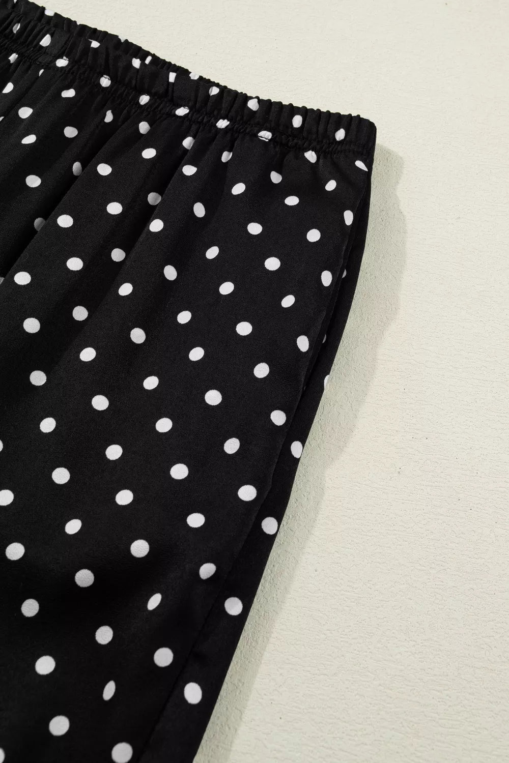 Polka Dot Print Elastic Waist Lace Hem Loose Pants - Cowtown Bling N Things