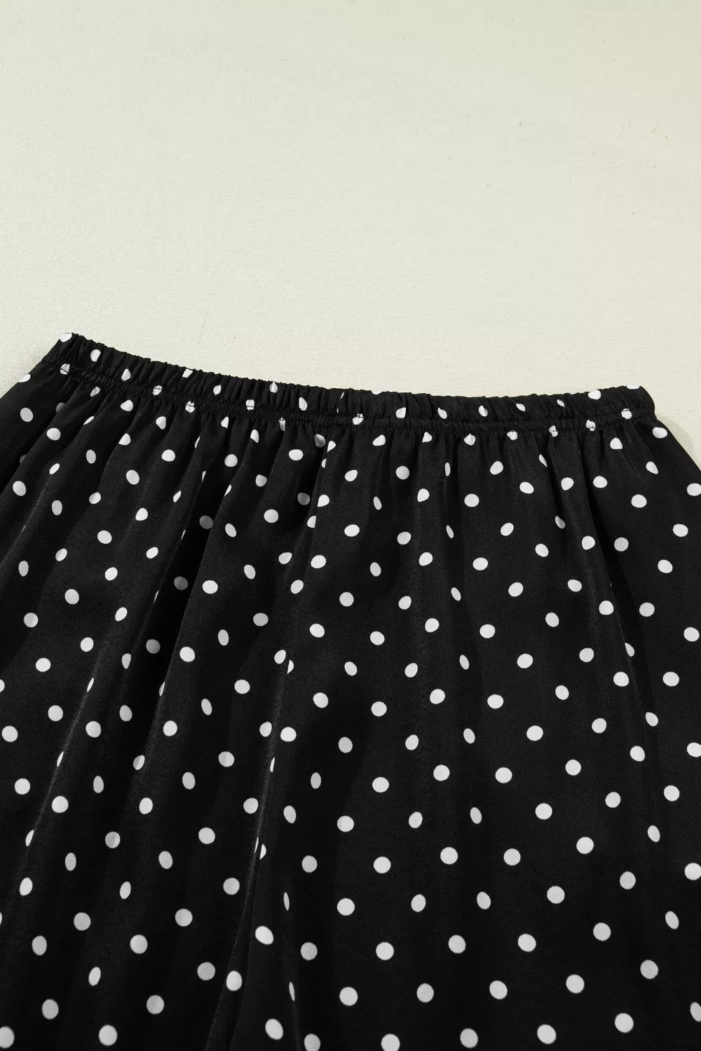 Polka Dot Print Elastic Waist Lace Hem Loose Pants - Cowtown Bling N Things