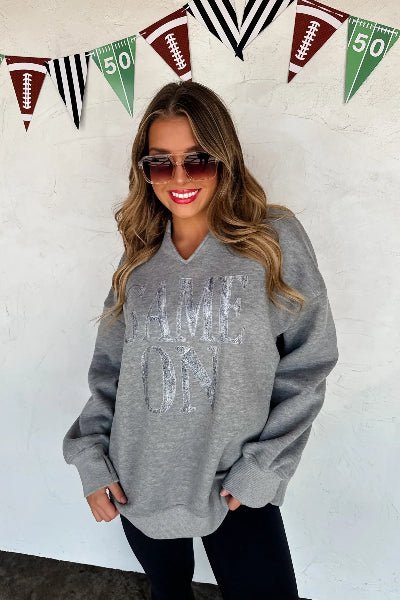 PREORDER: Blakeley Kickoff Cut Sweatshirt – Game Day Graphic, Fleece Lined, Thumbhole Cuffs | Preorder Ends 8/26 - Cowtown Bling N Things