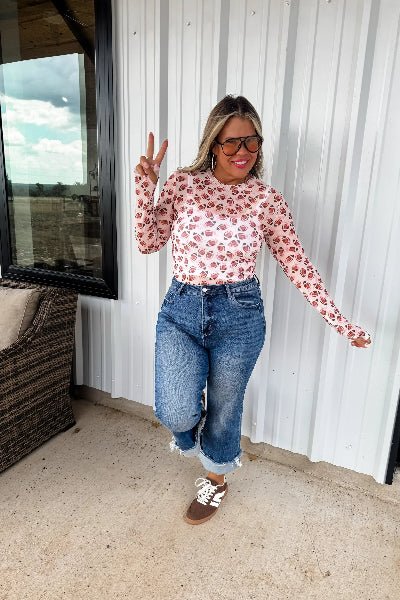 PREORDER: Football Mesh Long Sleeve Top – Sheer, Stretchy, Layer - Friendly | Preorder Ends 8/26 - Cowtown Bling N Things
