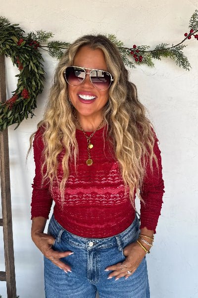 PREORDER: Long Sleeve Rosalie Lace Top - Cowtown Bling N Things