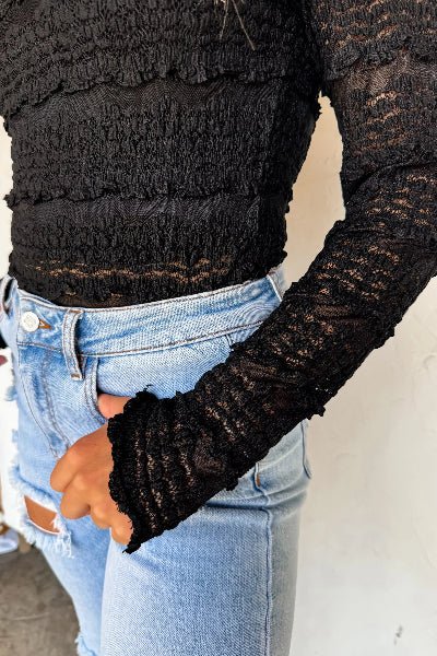 PREORDER: Long Sleeve Rosalie Lace Top - Cowtown Bling N Things