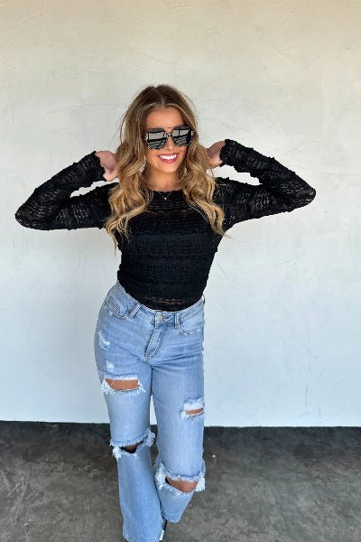 PREORDER: Long Sleeve Rosalie Lace Top - Cowtown Bling N Things