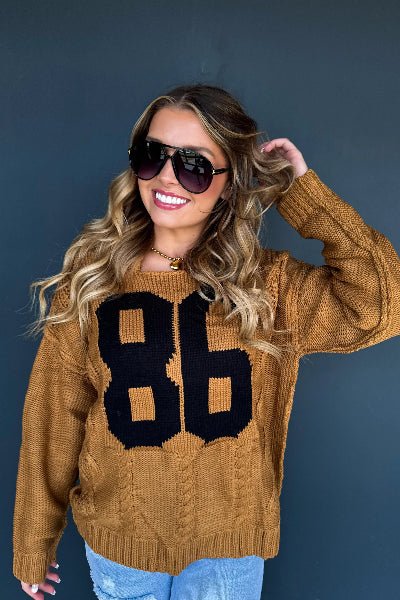 PREORDER: Varsity 86 Sweatshirt– Chunky Knit, Vintage Graphic, Relaxed Fit | Preorder Ends 8/26 - Cowtown Bling N Things
