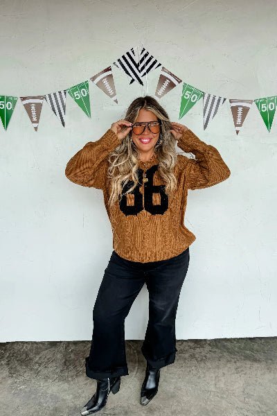PREORDER: Varsity 86 Sweatshirt– Chunky Knit, Vintage Graphic, Relaxed Fit | Preorder Ends 8/26 - Cowtown Bling N Things