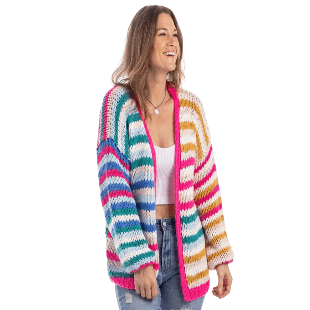 Rainbow Stripes Handmade Crochet Sweater - Cowtown Bling N Things