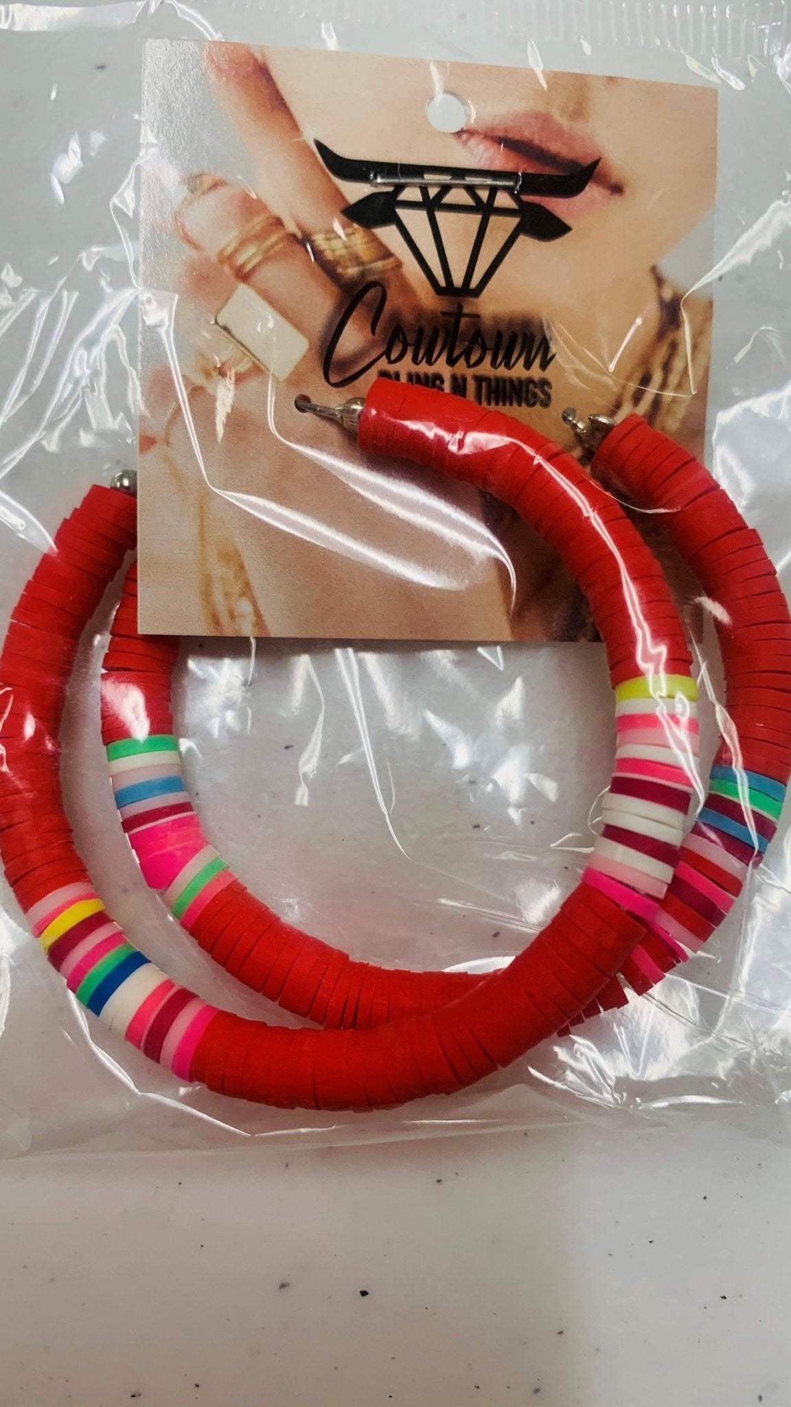 Red bead hoop - Cowtown Bling N Things