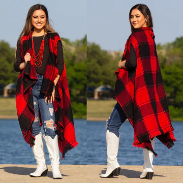 Plaid Vest with Fringe - Cowtown Bling N Things