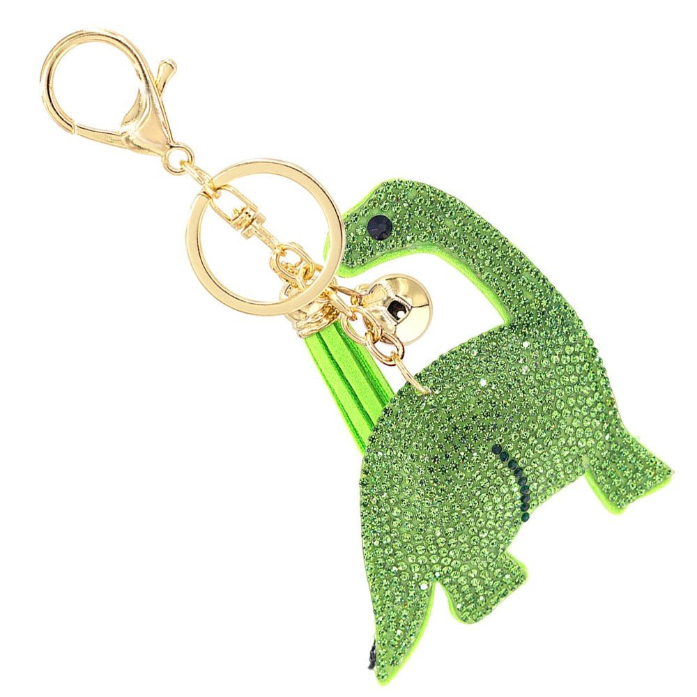 Rhinestone Studded Dinosaur Keychain With Tassel - Cowtown Bling N Things